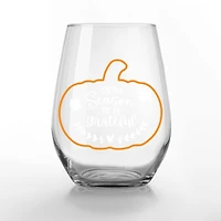 Tis the Season to be Grateful 15oz. Printed Stemless Wine Glass