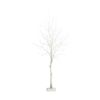 6ft. Pre-Lit White Birch Artificial Christmas Tree, White LED Lights