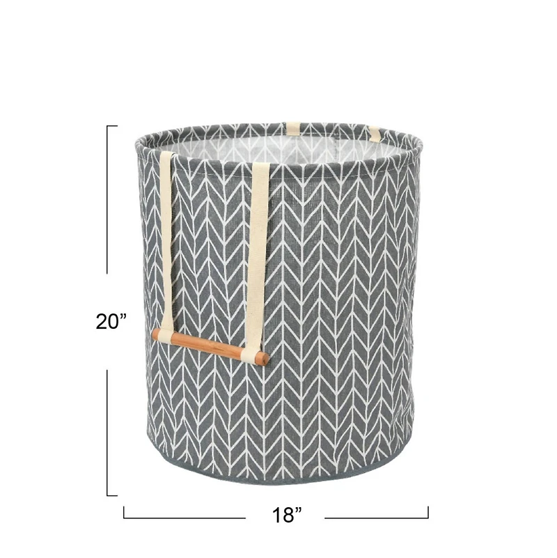 Household Essentials Krush Round Hamper with Wood Dowel Handles