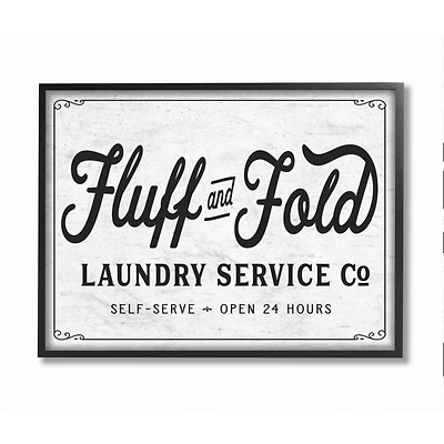 Stupell Industries Fluff and Fold Laundry Room Vintage Country Sign Framed Wall Art