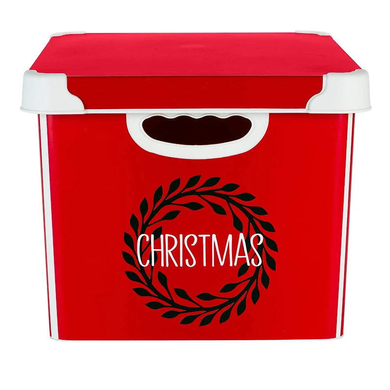 Simplify 15.4" Christmas Wreath 60 Ornament Storage Tote Bin