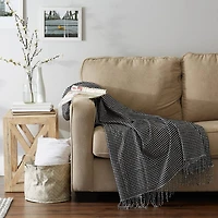 DII® Black & White Waffle Knit Throw