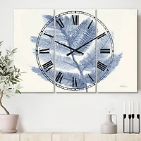 Designart 'Forest Ferns Blue Farmhouse Multipanel Wall Clock