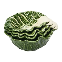 Hello Honey® Green Hand-Painted Cabbage Shaped Stoneware Bowls, 4ct.