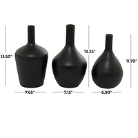 The Novogratz Black Glass Vase Set of 3 14", 13", 12"