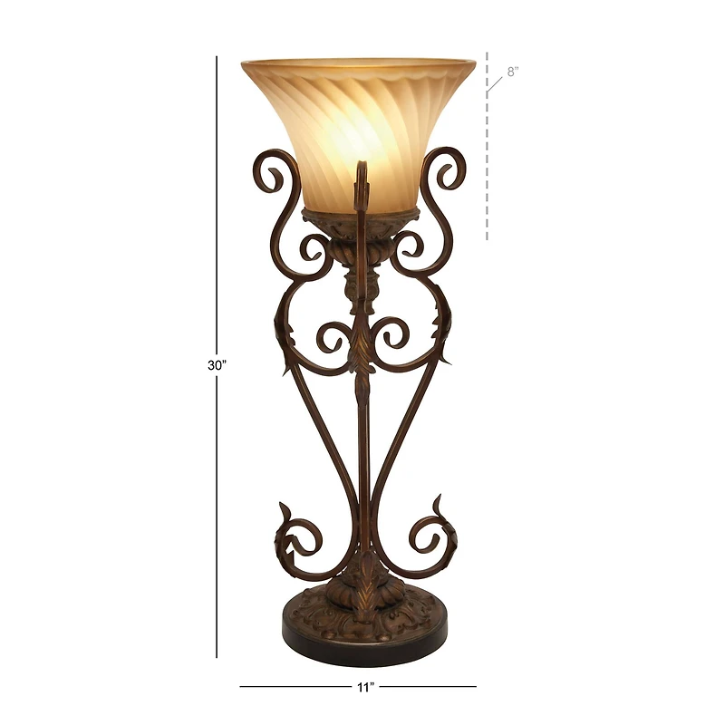 Set of 2" Brown Metal Mediterranean Uplight, 30"