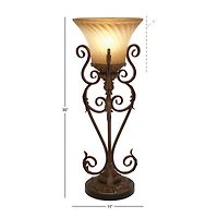 Set of 2" Brown Metal Mediterranean Uplight, 30"