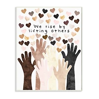 Stupell Industries We Rise by Lifting Others Quote Hands Hearts Wood Wall Plaque