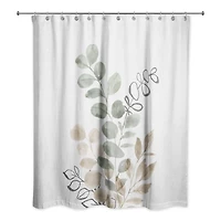 Sage Tan Leaves 71" x 74" Shower Curtain