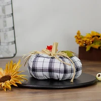 4" Black & White Fabric Fall Harvest Tabletop Pumpkin