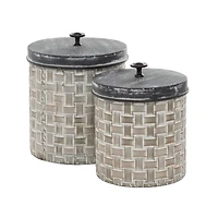 Brown Metal Decorative Cylinder Jar Set