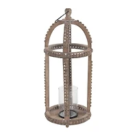 29" Brown Recycled Wood Natural Candle Holder Lantern