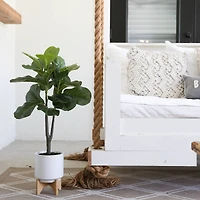 33" Artificial Green Fiddle Fig with Stand Planter