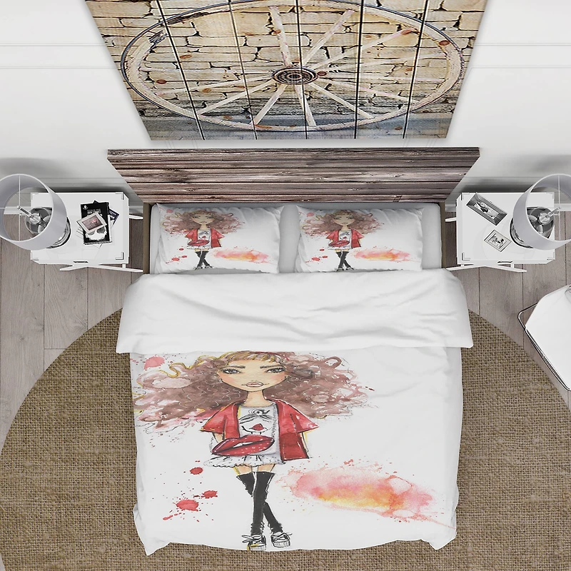Designart 'Fashionable teenage girl' Glamour Bedding Set