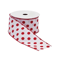 2.5" x 10yd. Red & White Wired Polka Dot Ribbon, 2ct.