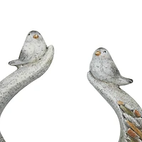 15" Gray Fiberglass Bird Planter with Stone Mosaic Design