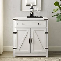 Walker Edison Brushed White Farmhouse Barn Door Accent Cabinet