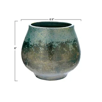Hello Honey® 6" Iridescent Green Glaze Stoneware Planter