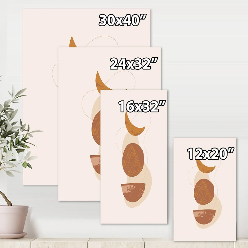 Designart - Moon and Sun Shapes In Retro Terracotta Tones I