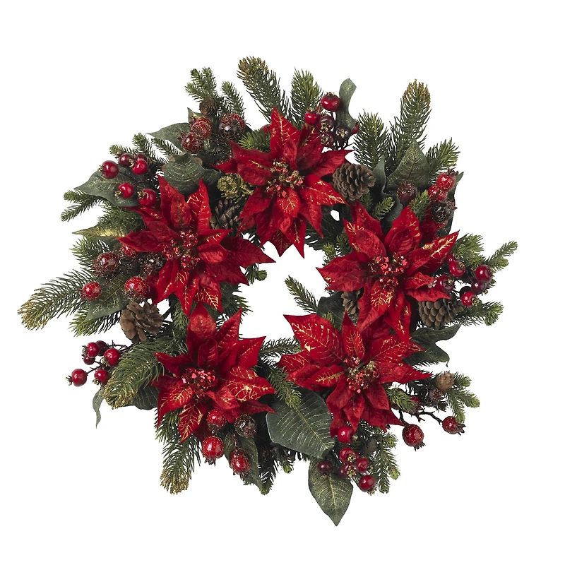 2ft. Poinsettia & Berry Wreath