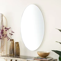 White Contemporary Wall Mirror, 24" x 1" x 40"