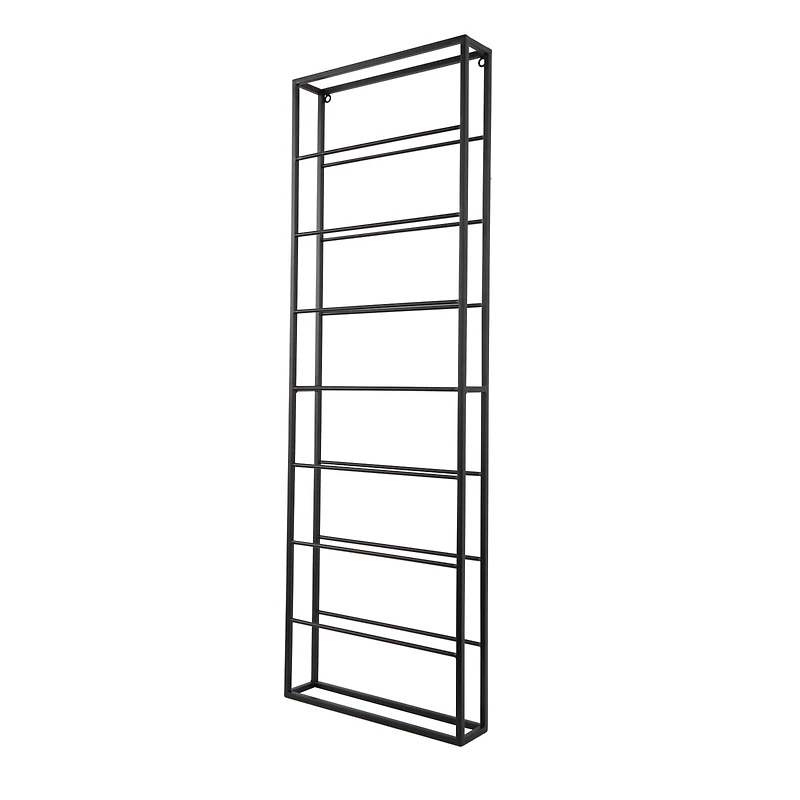 Black Metal Minimalistic 8 Bottle Wall Wine Rack with Open Style Frame