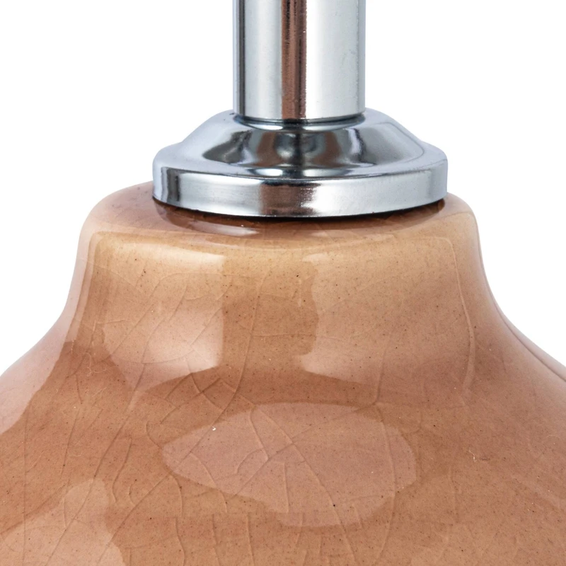 Hello Honey® 16.5" Pink Reactive Glaze Round Stoneware Table Lamp with Mustard Velvet Shade