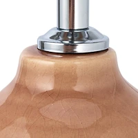 Hello Honey® 16.5" Pink Reactive Glaze Round Stoneware Table Lamp with Mustard Velvet Shade