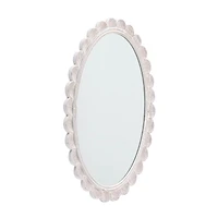 Habitat Carai 30" Distressed White Mirror with Scalloped Frame