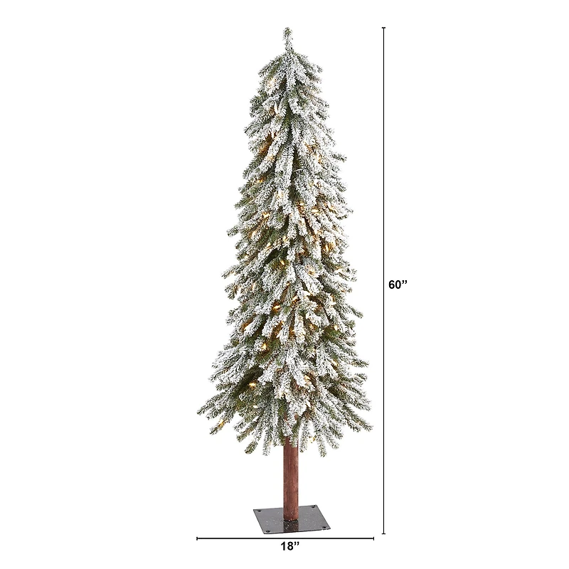 5ft. Pre-Lit Flocked Grand Alpine Artificial Christmas Tree, Clear LED Lights