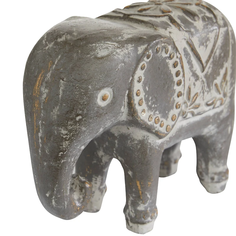 Brown Ceramic Eclectic Elephant Sculpture Set