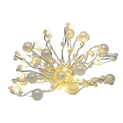 15ct. Warm White LED White Pearl Garland String Lights on Silver Wire by Ashland®