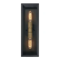 Hello Honey® Lloyd Matte Black Modern Minimalist Metal & Glass Wall Mounted Outdoor Light