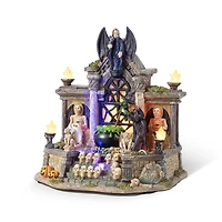 Glitzhome® 9.75"H Lighted Resin Halloween Haunted House Village