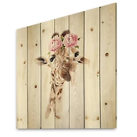 Designart - Portrait of A Giraffe With Flowers I