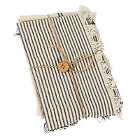 Hello Honey® Natural & Black Stripes Woven Cotton Tea Towels with Fringe Set