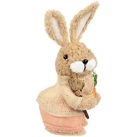 10" Plush Boy Easter Rabbit Figurine with Carrots