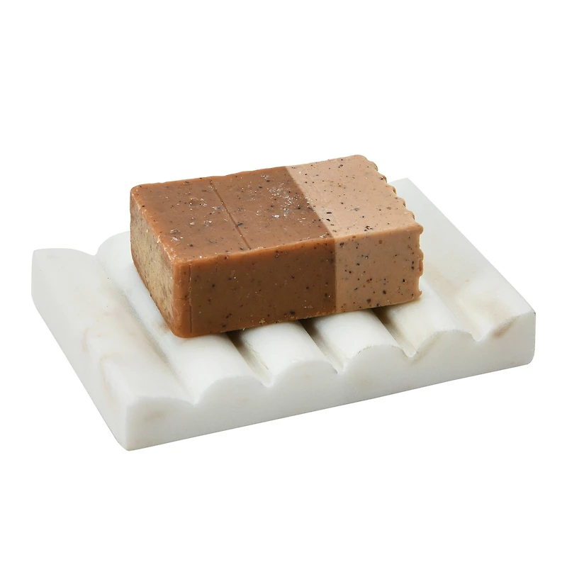 Hello Honey® 5" Contemporary Carved Marble Bathroom Soap Dish