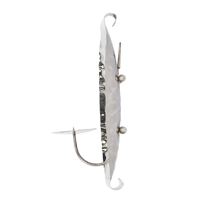 Set of 2 Silver Stainless Steel Contemporary Wall Sconce, 13.5", 18.5"