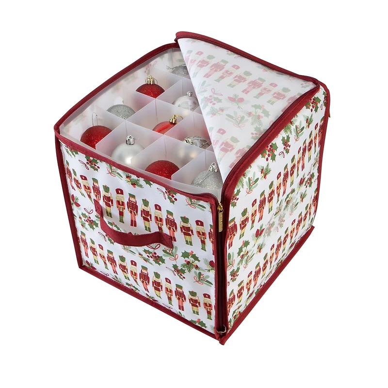 Laura Ashley Nutcracker Print Stackable Christmas Ornament Storage Box