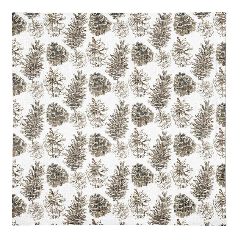 Pine Cones on White Cotton Twill Napkin