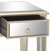 27" Beige Chinese Fir Glam Accent Table