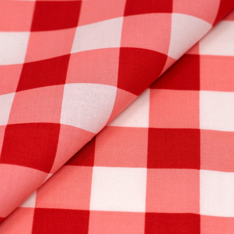 SINGER Red Gingham Print Ringspun Cotton Fabric