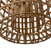 Hello Honey® 18" Natural Round Woven Rattan & Bamboo Pendant Lamp
