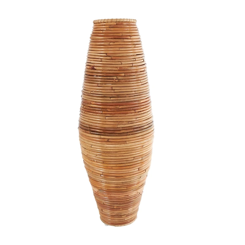 37" Brown Rattan Handmade Tall Wrapped Vase