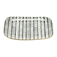 Hello Honey® 7.5" Black, White & Gold Edge Geo Print Stoneware Plate , 3ct.