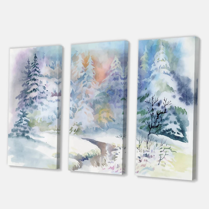 Designart - Winter Landscape With Snowy River I