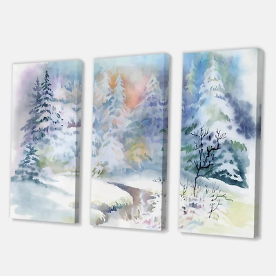 Designart - Winter Landscape With Snowy River I