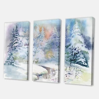 Designart - Winter Landscape With Snowy River I