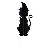 Glitzhome® 36"H Halloween Metal Black Cat with Spring Head and Stacked Pumpkin Yard Stake